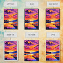 Sunset Reflection, Vibrant Nature Art, Autumn Landscape, Scenic Wall Decor, Framed Canvas Print, Living Room Wall Art, Boho Art