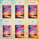 Colorful Evening, River Sunset Painting, Bold Nature Art, Dreamy Landscape, Canvas Print, Bedroom Wall Art, Modern Home Decor