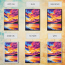 Sunset Glow, Colorful Lake Painting, Scenic Nature Print, Framed Canvas Print, Boho Wall Decor, Bedroom Art, Modern Landscape Art