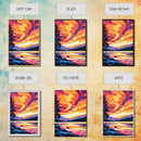 Sunset Lake, Landscape Painting, Autumn Art, Nature Wall Decor, Framed Canvas Print, Vibrant Mountain Scene, Living Room Wall Art