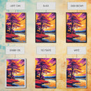 Autumn Tree, Vibrant Colors, Sunset Reflection, Framed Canvas Print, Fall Wall Art, Living Room Decor, Nature Art, Bold Landscape Painting