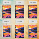 Mountain Lake, Sunset Sky, Nature Reflection, Framed Canvas Print, Cabin Decor, Bold Landscape Painting, Vibrant Scenic Artwork