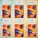 Beach House, Tropical Decor, Sunset Wall Art, Palm Tree, Framed Canvas Print, Coastal Wall Art, Summer Vibes, Living Room Art