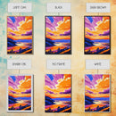 Sunset Over Cliffs, Vibrant Sky, Framed Canvas Print, Bold Landscape, Large Artwork, Living Room Art, Gift Idea, Colorful Painting