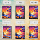 Lakeside Sunset, Fiery Sky, Framed Canvas Print, Nature Wall Art, Boho Landscape, Modern Artwork, Large Wall Art, Bedroom Art, Gift Idea