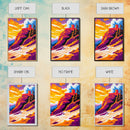 Castle on the Cliff Painting, Fantasy Landscape Art, Bold Sunset Print, Dreamy Nature Scene, Framed Canvas Print, Unique Living Room Art
