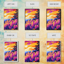 Vibrant Wildflower Art, Sunset Landscape Print, Autumn Nature Painting, Colorful Home Decor, Framed Canvas Print, Boho Bedroom Wall Art