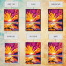 Fiery Ocean Sunset, Dramatic Sky Painting, Bold Color Landscape Art, Vibrant Beach Scene, Framed Canvas Print, Modern Living Room Decor