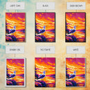 Seagull Sunset Art, Coastal Bird Painting, Ocean Landscape Print, Beach House Wall Decor, Framed Canvas Print, Nautical Bedroom Artwork