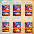 Fiery Sunset, Dramatic Sky, Mountain Lake, Framed Canvas Print, Living Room Art, Bold Colors, Nature Wall Decor, Autumn Art