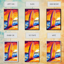 Surfboard Sunset, Ocean Waves, Beach Art, Canvas Print, Coastal Living Decor, Bold Tropical Colors, Relaxing Wall Art, Modern Home