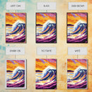 Ocean Wave, Sunset, Vibrant Art, Framed Canvas Print, Coastal Wall Art, Living Room Decor, Bold Colors, Surf Art, Beach Aesthetic