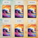 Wave Art, Surfing Aesthetic, Sunset Ocean, Framed Canvas Print, Beach House Decor, Coastal Wall Art, Vibrant Colors, Modern Seascape