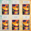 Palm Trees, Tropical Sunset Art, Framed Canvas Print, Vibrant Beach Decor, Island Landscape, Coastal Wall Art, Living Room Decor