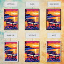 Seaside Bench, Sunset Beach Art, Romantic Wall Art, Coastal Decor, Framed Canvas Print, Nature Wall Art, Serene Landscape Painting