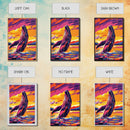 Breaching Whale, Ocean Wildlife Art, Nautical Home Decor, Coastal Sunset Art, Framed Canvas Print, Living Room Wall Art, Marine Painting