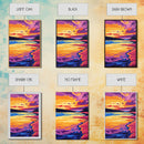 Beach Sunset, Tropical Art, Ocean Painting, Colorful Landscape, Framed Canvas Print, Coastal Home Decor, Living Room Wall Art, Seaside Art