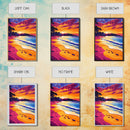 Beach Sunset Art, Coastal Ocean Painting, Vibrant Seascape Print, Tropical Wall Decor, Summer Beach Scene, Framed Canvas Print, Bedroom Art