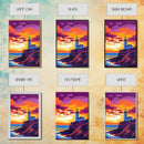 Lighthouse Art, Coastal Seascape Painting, Nautical Home Decor, Ocean Sunset Print, Beach House Wall Art, Framed Canvas Print, Office Decor