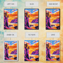 Cliffside Sunset Art, Vibrant Seascape Painting, Ocean Print, Coastal Home Decor, Beach Scene, Framed Canvas Print, Living Room Art