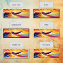 Speedboat Wave, Vibrant Water Art, Sunset Adventure, Framed Canvas Print, Bold Colors, Nautical Decor, Modern Home, Ocean Lover