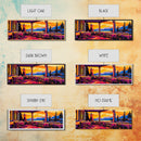 Lakeside, Patio, Sunset, Framed Canvas Print, Vibrant Landscape Art, Dining Room Art, Cozy Decor, Warm Tones, Rustic Autumn Wall Art