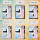 Woman by Water, Soft Pastel Art, Romantic Beach Scene, Minimalist Print, Framed Canvas Print, Tranquil Home Decor, Feminine Wall Art