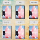 Pink Sky, Minimalist Coastal Art, Framed Canvas Print, Modern Landscape, Boho Sunset Painting, Living Room Wall Art, Serene Beach Decor