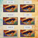 Desert Hidden, Oasis, Waterfall, Framed Canvas Print Nature-inspired boho landscape, colorful living room wall art, southwest decor