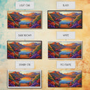 Lake Sunset, Desert, Mountains, Framed Canvas Print, colorful landscape wall decor, boho living room art, nature lovers gift