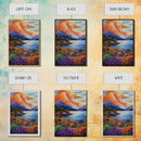 Lake Mountains, Sunset, Autumn, Framed Canvas Print serene mountain lake sunset wall art, vibrant Autumn landscape canvas, cozy cabin decor