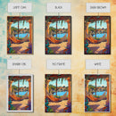 Hammock Patio, Relax, Lake, Framed Canvas Print, bohemian outdoor decor, tropical vacation art, summer patio vibe, living room wall art