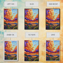 Sunset Sky, Coastal View, Vibrant Nature, Canvas Print, Landscape wall art, boho art, colorful sky painting, Living Room Wall Art
