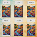 Autumn River Valley, Floral Hillside Art, Bright Fall Landscape, Framed Canvas Print, Seasonal Wall Decor, Living Room Autumn Art