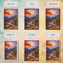 Rainbow Over Mountains, Sunset Pine Forest, Vibrant Landscape, Framed Canvas Print, Kids Room Art, Uplifting Boho Style Wall Decor