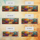 Desert Garden, Adobe Home, Cactus Pathway, Colorful Southwest, Framed Canvas Print, Kitchen Wall Art, Boho Western Decor, Vibrant Desert Scene