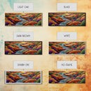 Waterfall Path, Desert Stream, Colorful Bushes, Sunset Flow, Framed Canvas Print, nature inspired art, spa room decor, zen wall style