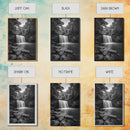 Waterfall Serenity, Nature Escape, River Rock Flow, Bedroom Wall Decor, Framed Canvas Print, Modern Rustic Forest Wall Art