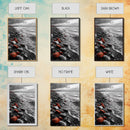 Red Shoreline, Bold Pebbles, Coastal Mood, Canvas Print, Nautical Wall Art, Moody Landscape, Black White Red Art, Nature Lover Gift
