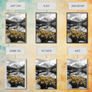 Yellow Wildflowers Lake, Alpine Meadow, Monochrome Landscape, Canvas Print, Kitchen Wall Art, Spring Nature Photography Decor