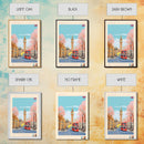 London United Kingdom Travel Poster Framed Canvas Print, Wall Decor, Midcentury Modern Art, Pop Art, Scenic Art for Office and Home