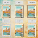 Malmö Sweden Travel Poster Framed Canvas Print, Midcentury Modern Art, Pop Art Wall Decor, Scenic Wall Art, Bedroom Decoration