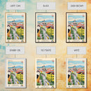 Miskolc Hungary Travel Poster Framed Canvas Print, Midcentury Modern Art, Pop Art Wall Decor, Scenic Living Room Art, Bedroom Decor