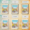 Plovdiv Bulgaria Travel Poster Framed Canvas Print, Midcentury Modern Art, Pop Art Wall Decor, Living Room Art, Home Decoration