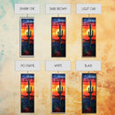 Desert Landscape with Saguaro Cactus Silhouette Against a Fiery Sunset on a Framed Canvas Print Skinny Art Piece