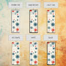 Festive Snowflakes In Red, Blue, And White On A Cream Background, Skinny Art Tall Wall Art Framed Canvas Print Japanese Style Art