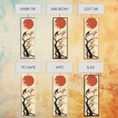 Blackbird Perched On A Branch Under The Red Sun In Japanese Style Ukiyo-e Art Framed Canvas Print Skinny Art Tall Art