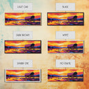 Wagon at Sunset, pink orange wall art, rustic decor, mountain painting, panoramic art, extra wide art, Framed Canvas Print, gift idea