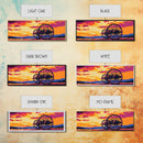 Sunset Wagon Wheel, pink orange wall art, bold color art, boho art, panoramic painting, extra wide art, framed canvas print, landscape painting