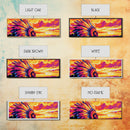 Sunset Warrior, bold colors, chicano art, moody art, pink orange wall art, framed canvas print, extra wide art, above sofa art
